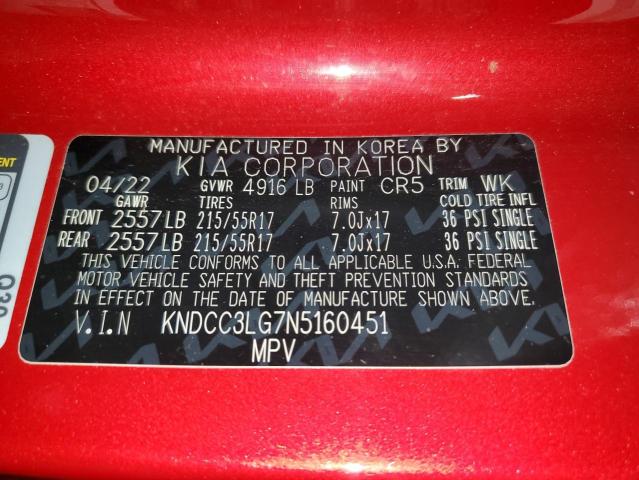 2022 KIA NIRO S KNDCC3LG7N5160451