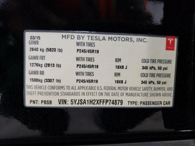 2015 TESLA MODEL S 85 5YJSA1H2XFFP74879