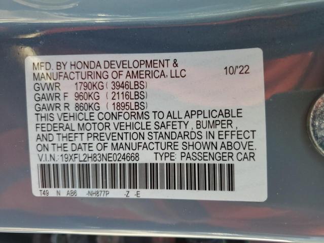 2022 HONDA CIVIC SPOR 19XFL2H83NE024668