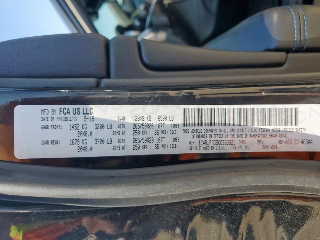 2019 JEEP GRAND CHER 1C4RJFAG5KC533921