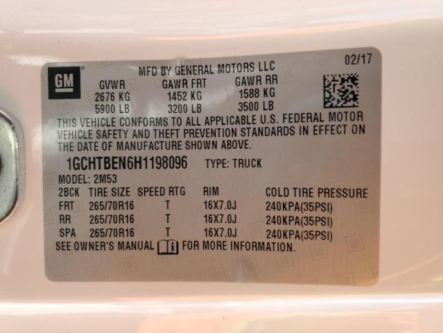 2017 CHEVROLET COLORADO 1GCHTBEN6H1198096