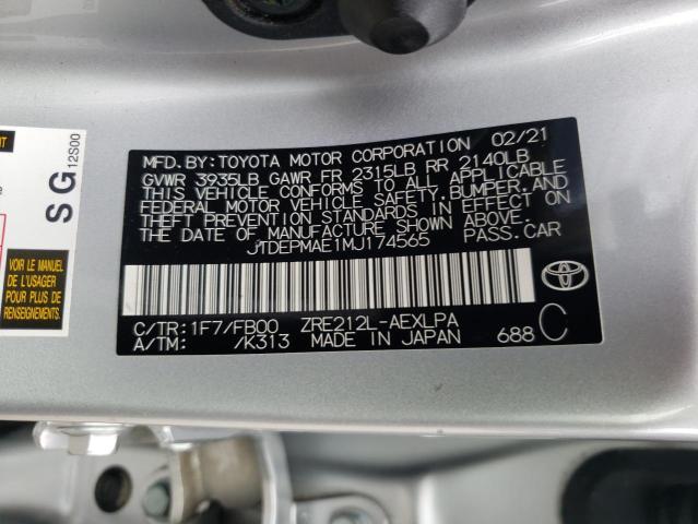 2021 TOYOTA COROLLA LE JTDEPMAE1MJ174565