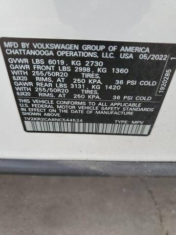 2022 VOLKSWAGEN ATLAS SE 1V2KR2CA8NC544524