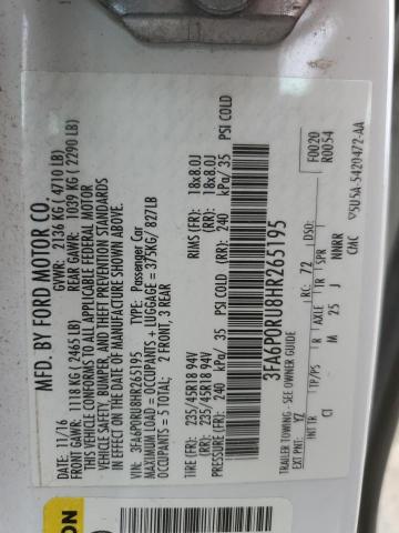 2017 FORD FUSION TITANIUM HEV 3FA6P0RU8HR265195