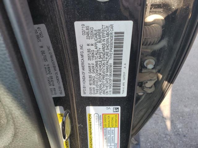 2019 HONDA ACCORD HYBRID 1HGCV3F10KA007951
