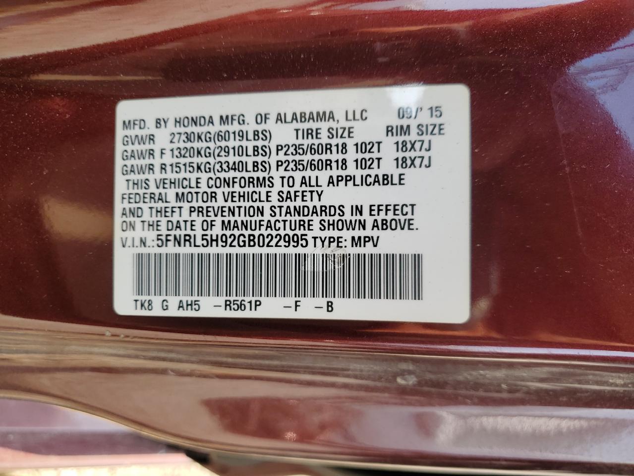 HONDA ODYSSEY TOURING