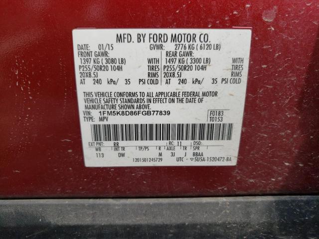 2015 FORD EXPLORER XLT - 1FM5K8D86FGB77839