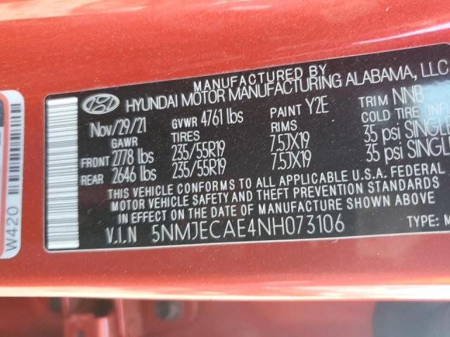 2022 HYUNDAI TUCSON LIM - 5NMJECAE4NH073106