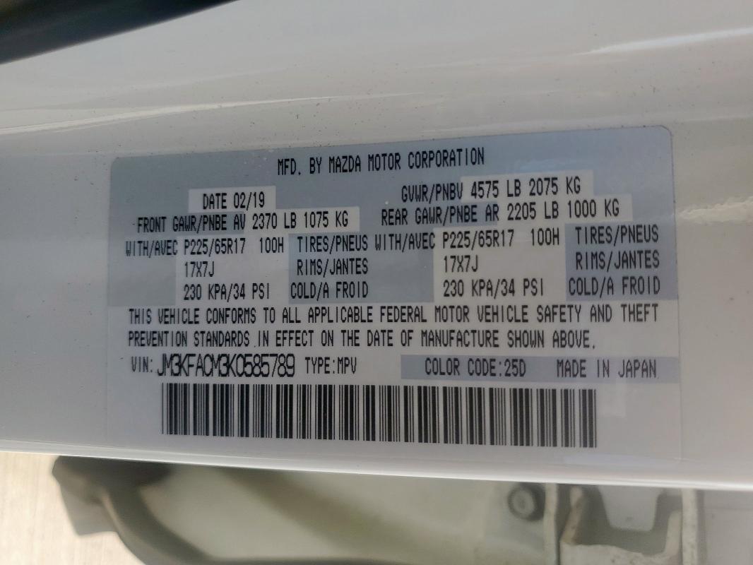 2019 MAZDA CX-5 TOURI - JM3KFACM3K0585789