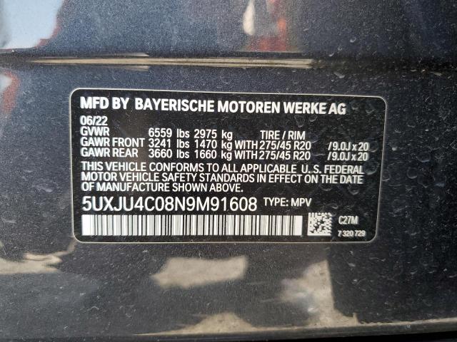 2022 BMW X5 M50I 5UXJU4C08N9M91608
