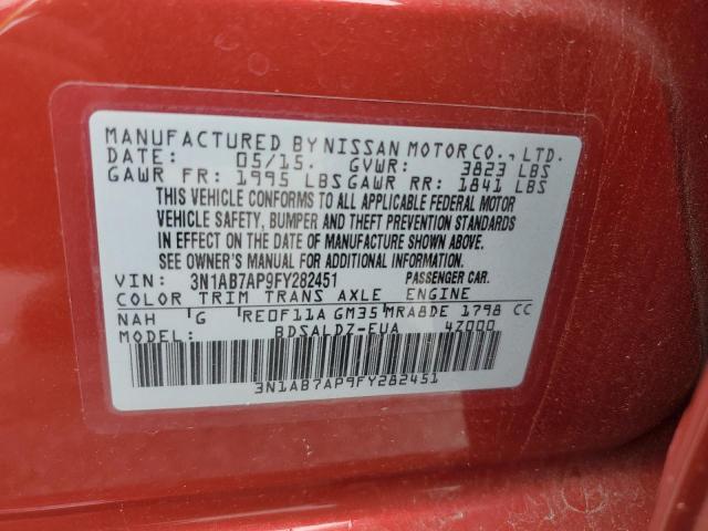 2015 NISSAN SENTRA S 3N1AB7AP9FY282451