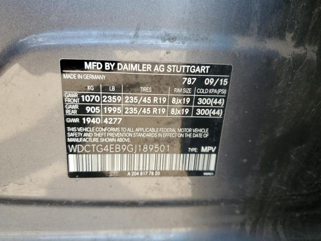 2016 MERCEDES-BENZ GLA 250 WDCTG4EB9GJ189501