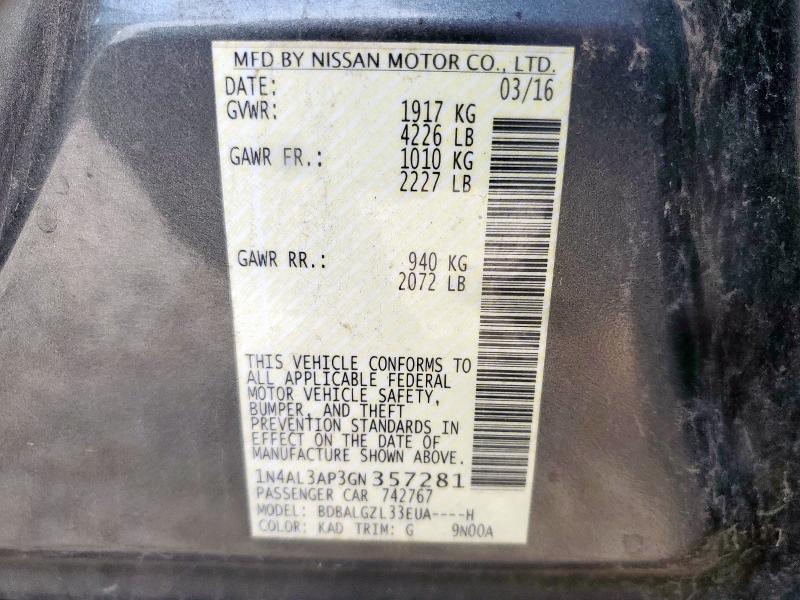 2016 NISSAN ALTIMA 2.5 - 1N4AL3AP3GN357281