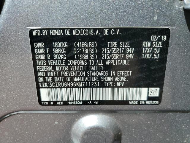 2019 HONDA HR-V TOURI 3CZRU6H96KM711231