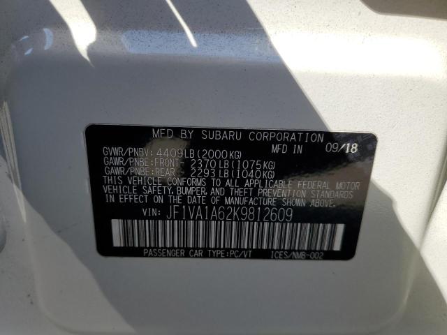 2019 SUBARU WRX JF1VA1A62K9812609