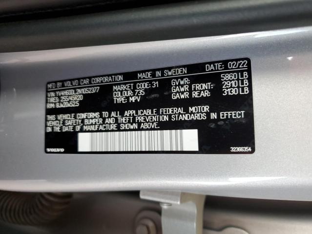 2022 VOLVO XC60 T8 RECHARGE INSCRIPTION YV4H60DL2N1052377