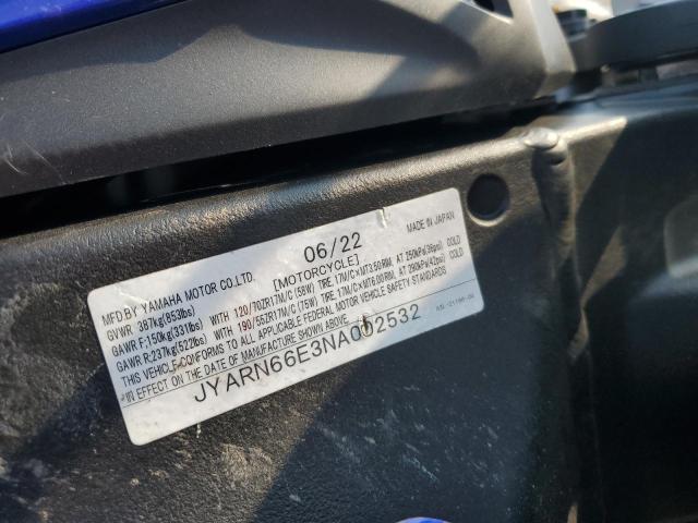 2022 YAMAHA YZFR1 JYARN66E3NA002532