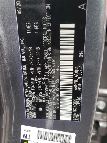 2020 TOYOTA HIGHLANDER HYBRID XLE 5TDHBRCH6LS511555
