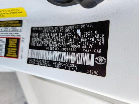 2012 TOYOTA CAMRY XLE #3225353858