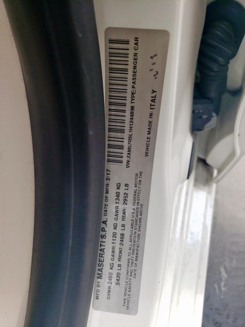 2017 MASERATI GHIBLI S ZAM57RSL1H1244898