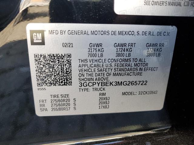 2021 CHEVROLET SILVERADO K1500 CUSTOM 3GCPYBEK3MG265722