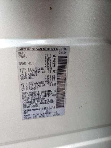 2017 NISSAN PATHFINDER 5N1DR2MN0HC685678