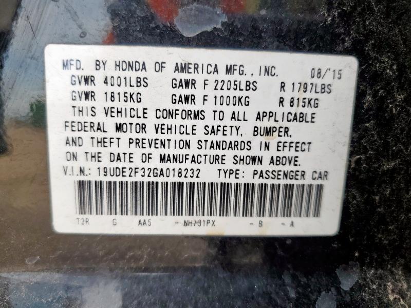 2016 ACURA ILX BASE W 19UDE2F32GA018232