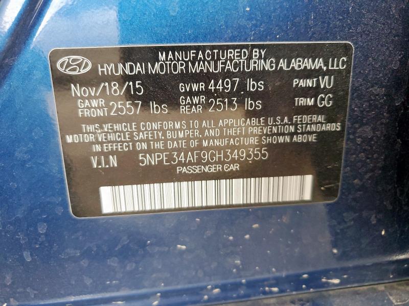 2016 HYUNDAI SONATA SPO 5NPE34AF9GH349355