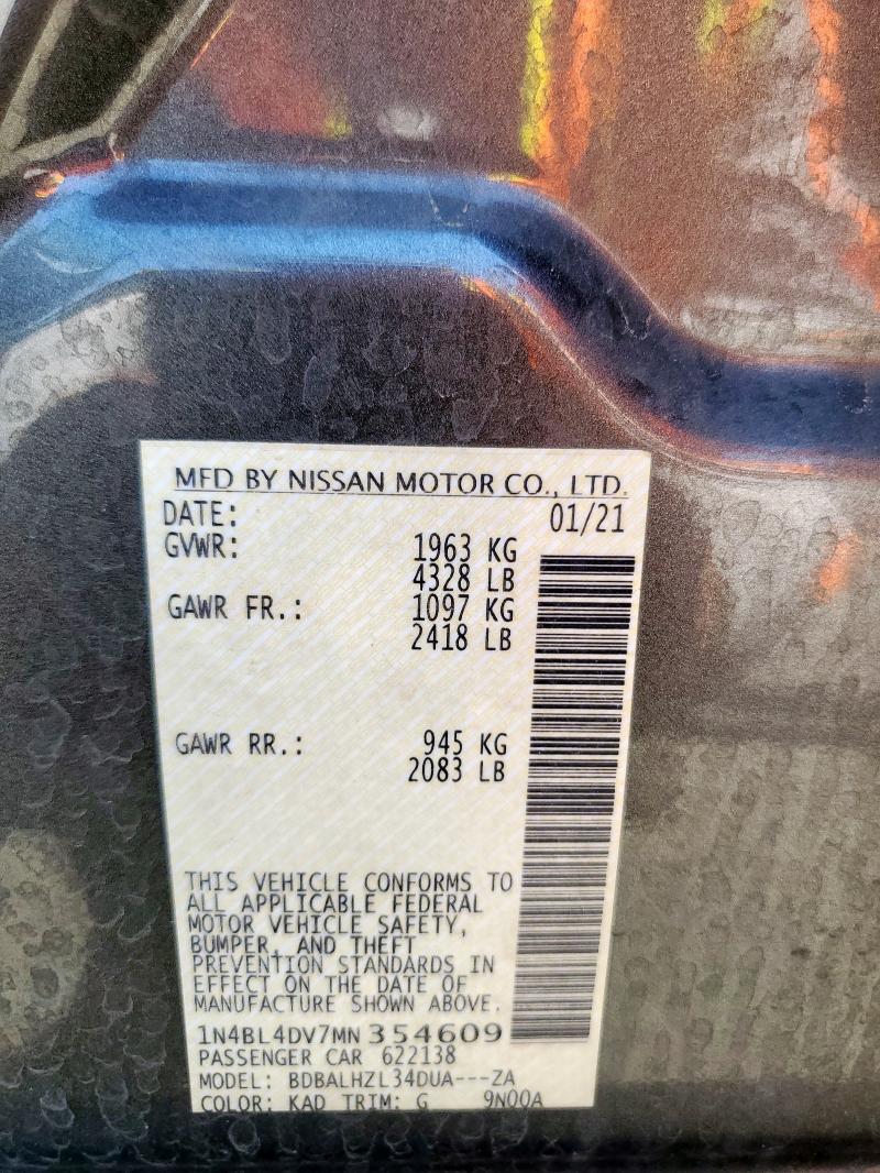 2021 NISSAN ALTIMA SV 1N4BL4DV7MN354609