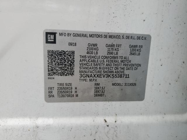 2019 CHEVROLET EQUINOX PR - 3GNAXXEV3KS538711