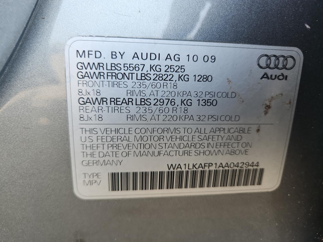 Lot #3311460258 2010 AUDI Q5 PREMIUM PLUS