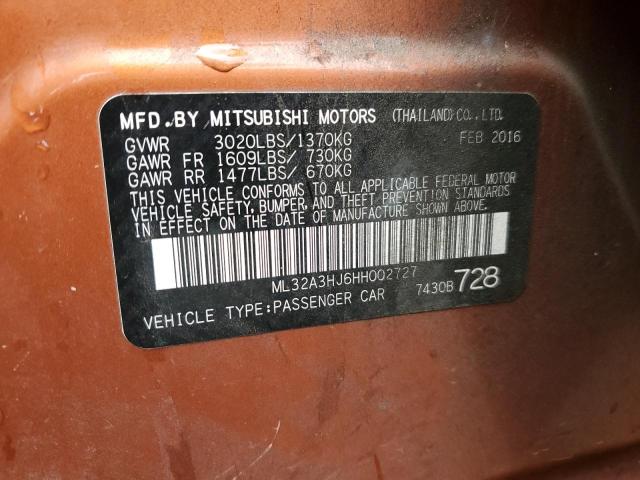 2017 MITSUBISHI MIRAGE ES ML32A3HJ6HH002727