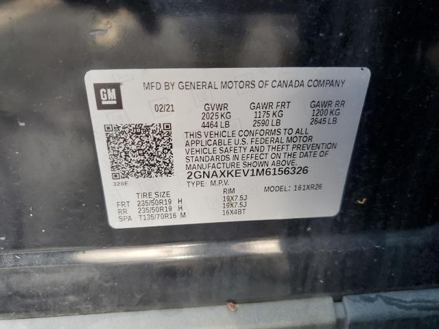 2021 CHEVROLET EQUINOX LT - 2GNAXKEV1M6156326