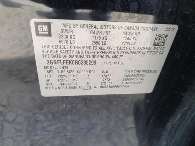 2016 CHEVROLET EQUINOX LT 2GNFLFEK6G6285293