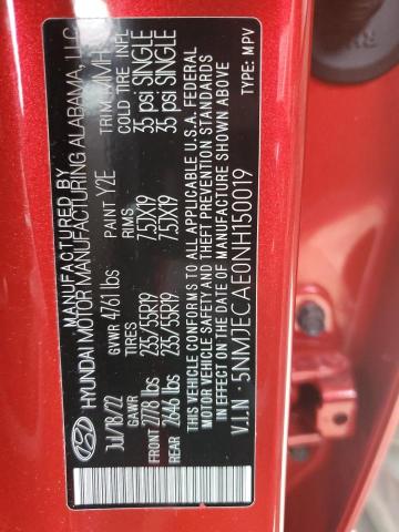 2022 HYUNDAI TUCSON LIM 5NMJECAE0NH150019