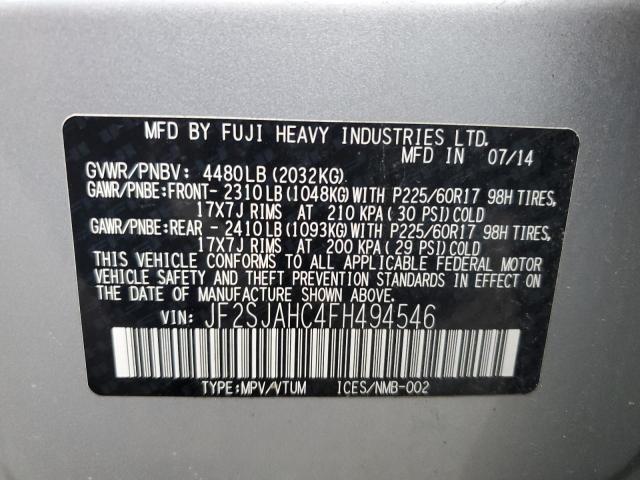 2015 SUBARU FORESTER 2 JF2SJAHC4FH494546