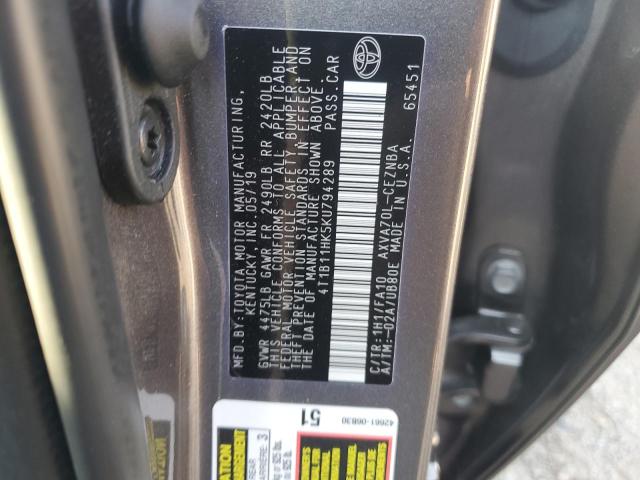 2019 TOYOTA CAMRY L 4T1B11HK5KU794289