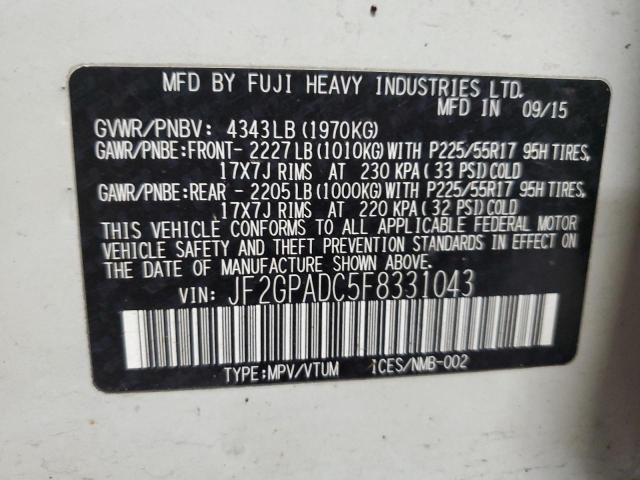 2015 SUBARU XV CROSSTREK 2.0 PREMIUM JF2GPADC5F8331043