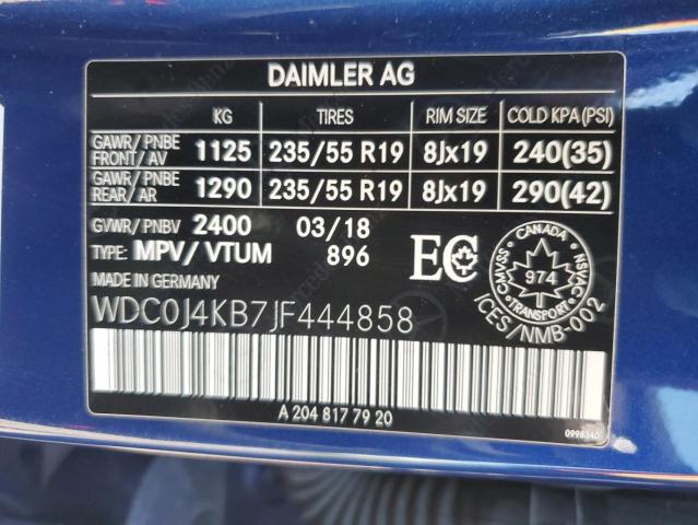 2018 MERCEDES-BENZ GLC COUPE WDC0J4KB7JF444858