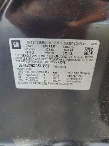 2016 CHEVROLET EQUINOX LT 2GNALCEK2G6314930