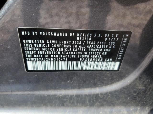 2017 VOLKSWAGEN JETTA S 3VW2B7AJ2HM310479