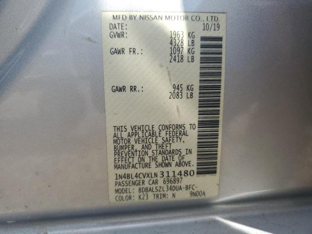 2020 NISSAN ALTIMA SR - 1N4BL4CVXLN311480