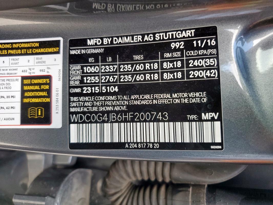 2017 MERCEDES-BENZ GLC 300 WDC0G4JB6HF200743