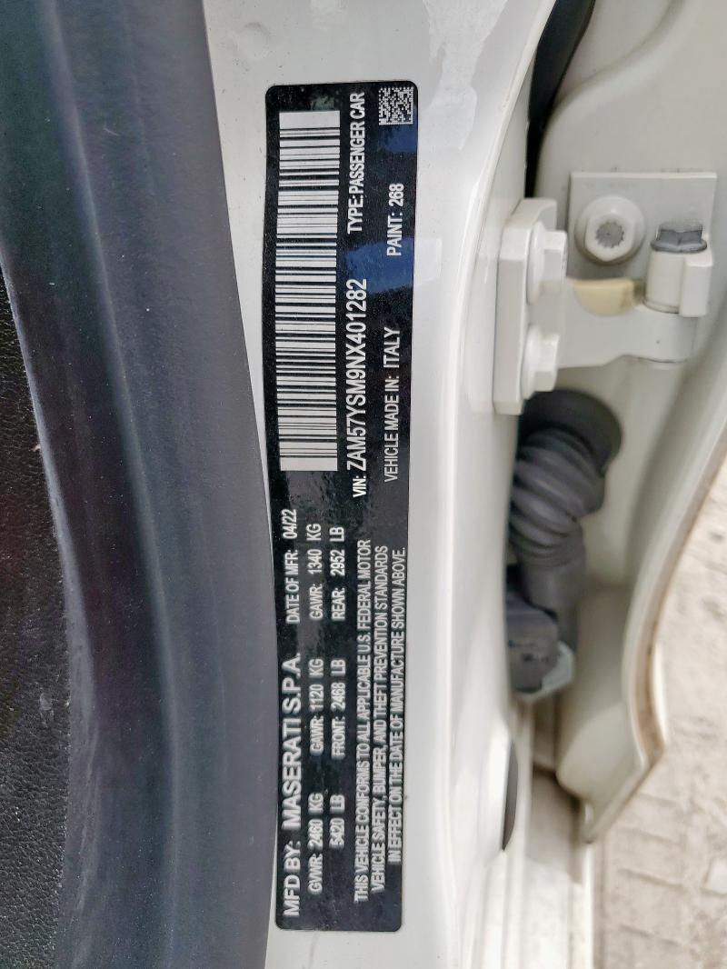 2022 MASERATI GHIBLI MOD ZAM57YSM9NX401282