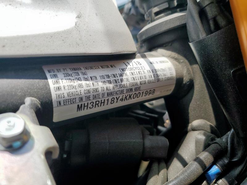 2019 YAMAHA YZFR3 A - MH3RH18Y4KK001998