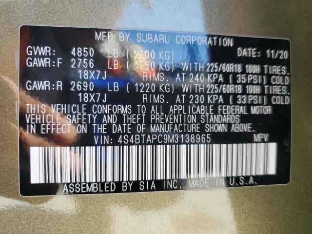 2021 SUBARU OUTBACK TO 4S4BTAPC9M3138965