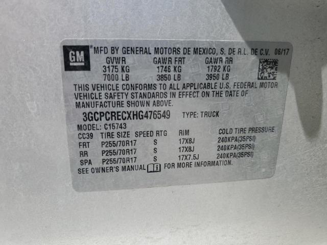 2017 CHEVROLET SILVERADO C1500 LT 3GCPCRECXHG476549
