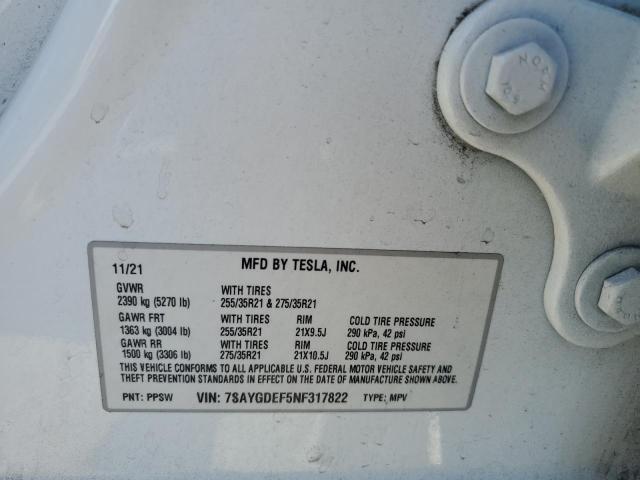 2022 TESLA MODEL Y 7SAYGDEF5NF317822