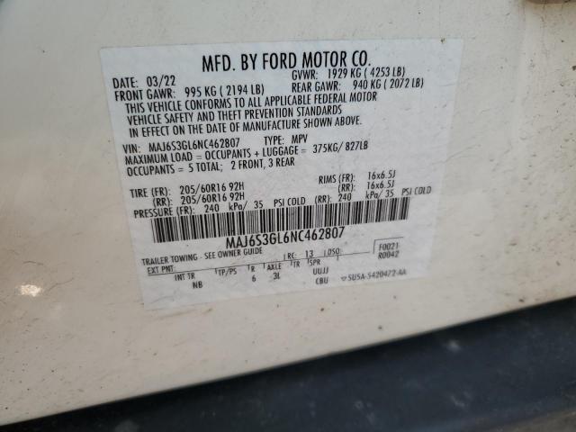 2022 FORD ECOSPORT S MAJ6S3GL6NC462807