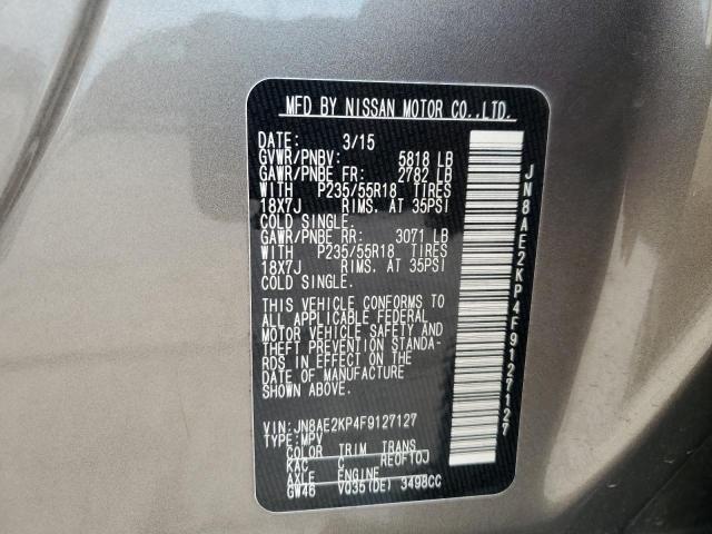 2015 NISSAN QUEST S JN8AE2KP4F9127127